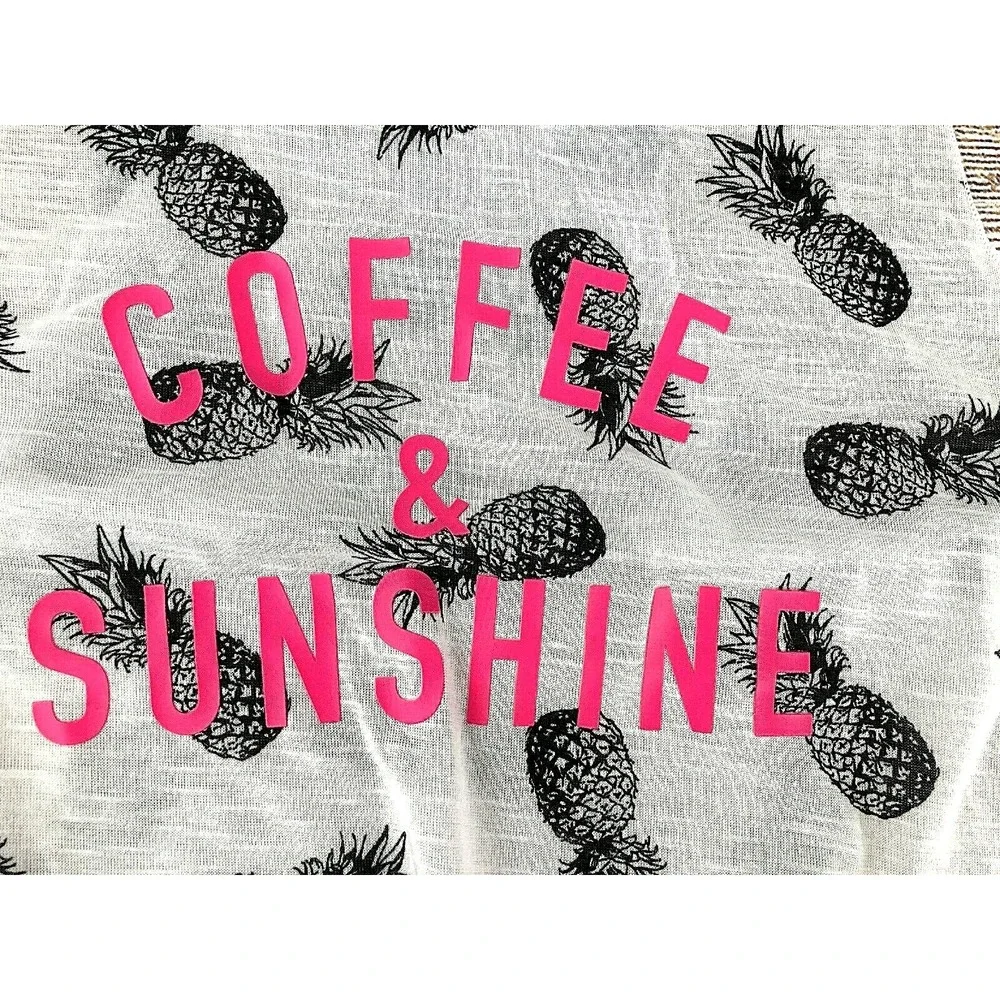 Miken Coffee & Sunshine Pineapple Print Swimsuit Cover-up Size Medium‎ NEW